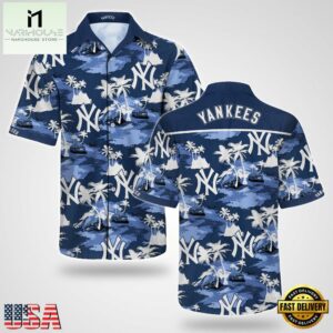 MLB New York Yankees Island Camo Hawaiian Shirt