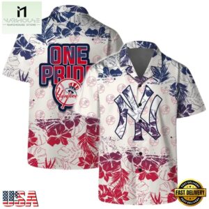 MLB New York Yankees One Pride Floral Hawaiian Shirt