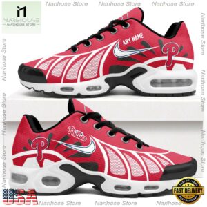 MLB Philadelphia Phillies Personalized Air Max Plus Shoes, Baseball Team Logo TN Shoes Design