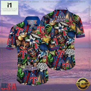 MLB Texas Rangers Flower Aloha Hawaiian Shirt, Custom Summer Football