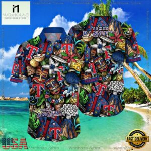 MLB Texas Rangers Flower Aloha Hawaiian Shirt, Custom Summer Football