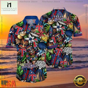 MLB Texas Rangers Flower Aloha Hawaiian Shirt, Custom Summer Football