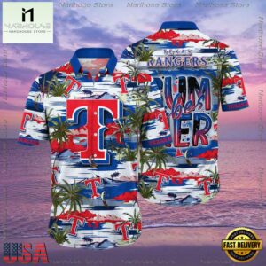 MLB Texas Rangers Flower Aloha Hawaiian Shirt, Summer Football