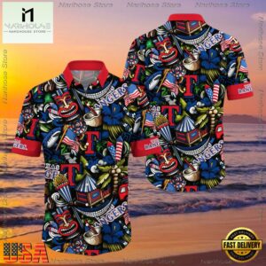 MLB Texas Rangers Flower Aloha Hawaiian Shirt