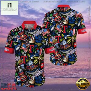 MLB Texas Rangers Flower Aloha Hawaiian Shirt