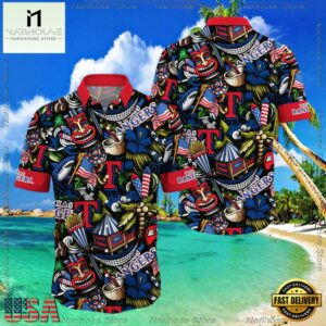 MLB Texas Rangers Flower Aloha Hawaiian Shirt