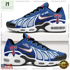MLB Texas Rangers Personalized Air Max Plus Shoes, Baseball Team Logo TN Shoes Design