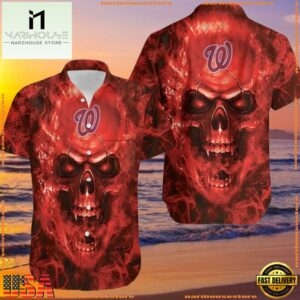 MLB Washington Nationals Skull Aloha Hawaiian ShirtGroup