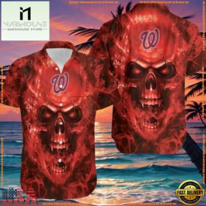 MLB Washington Nationals Skull Aloha Hawaiian ShirtGroup