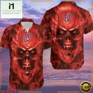 MLB Washington Nationals Skull Aloha Hawaiian ShirtGroup