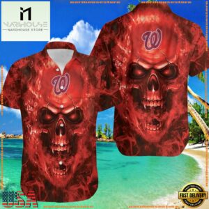 MLB Washington Nationals Skull Aloha Hawaiian ShirtGroup