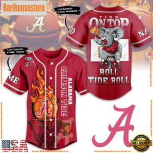 NCAA Alabama Crimson Tide Basketball On Top Baseball Jersey