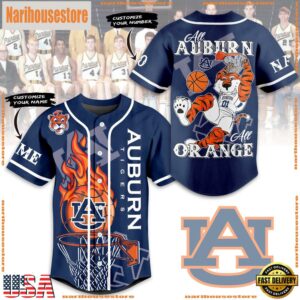 NCAA Auburn Tigers Football Mascot Ready To Fight Custom Baseball Jersey