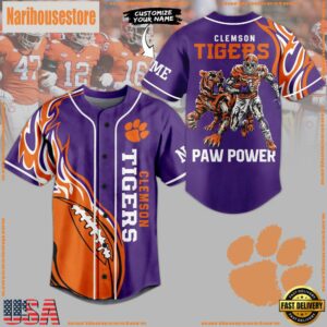 NCAA Clemson Tigers Paw Power Baseball Jersey
