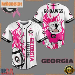 NCAA Georgia Bulldogs Football Mascot Go Dawgs White Baseball Jersey