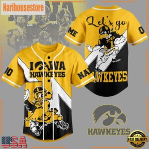 NCAA Iowa Hawkeyes Let's Go Mascot Hawkeyes Baseball Jersey