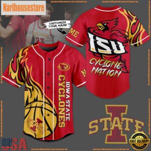 NCAA Iowa State Cyclones Football Mascot Ready To Fight Custom Baseball Jersey