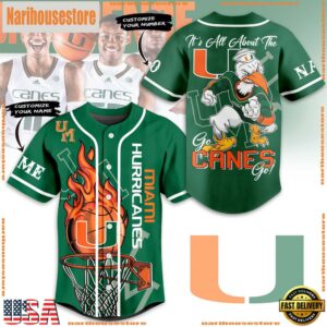 NCAA Miami Hurricanes Basketball go Canes Go Baseball Jersey