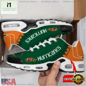 NCAA Miami Hurricanes Football Custom Air Max Plus Shoes