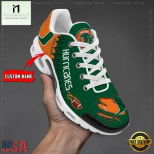 NCAA Miami Hurricanes Football Custom Air Max Plus Shoes
