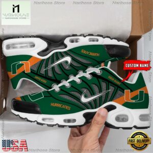 NCAA Miami Hurricanes Sport Football Logo Custom Air Max Plus Shoes