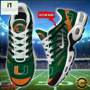 NCAA Miami Hurricanes Sport Football Logo Custom Air Max Plus Shoes