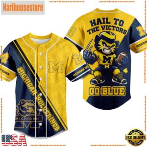NCAA Michigan Wolverines Hail To the Victors Baseball Jersey