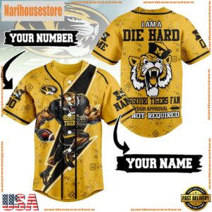NCAA Missouri Tigers I A Am Die Hard Baseball Jersey