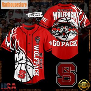 NCAA NC State Wolfpack Football Mascot Ready To Fight Custom Baseball Jersey