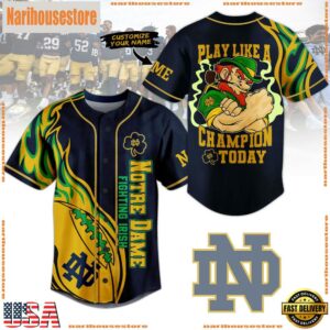 NCAA Notre Dame Fighting Irish Play Like A Champion Today Baseball Jersey