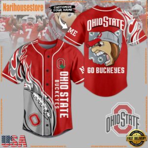 NCAA Ohio State Buckeyes Mascot Crazy Baseball Jersey