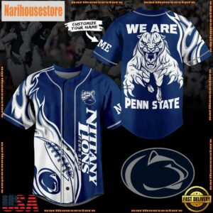 NCAA Penn State Nittany Lions Football Mascot Ready To Fight Custom Baseball Jersey