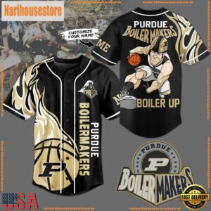 NCAA Purdue Boilermakers Football Mascot Ready To Fight Custom Baseball Jersey
