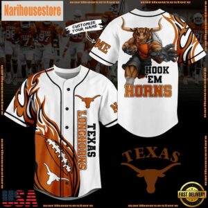 NCAA Texans Longhorns Hook'em Horns Baseball Jersey