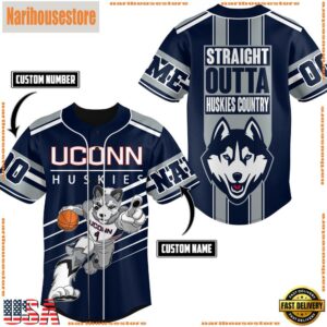 NCAA UConn Huskies Straight Outta Huskies Country Baseball Jersey