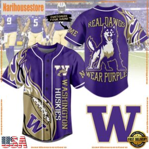 NCAA Washington Huskies Real Dawgs Wear Purple Baseball Jersey