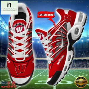 NCAA Wisconsin Badgers Sport Football Logo Custom Air Max Plus Shoes