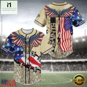 New Orleans Saints NFL American Eagle Baseball Jersey Shirt