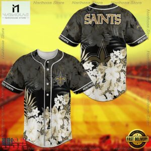 New Orleans Saints NFL Baseball Jersey Shirt Floral