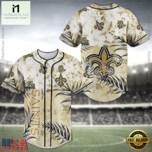 New Orleans Saints NFL Baseball Jersey Shirt Flower