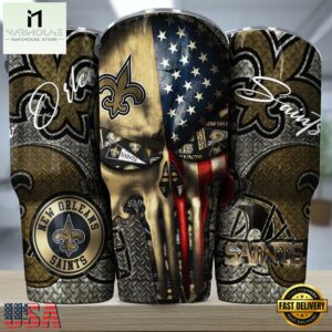 New Orleans Saints NFL Skull Iron Pattern Tumbler