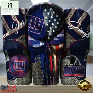 New York Giants NFL Skull Iron Pattern Tumbler