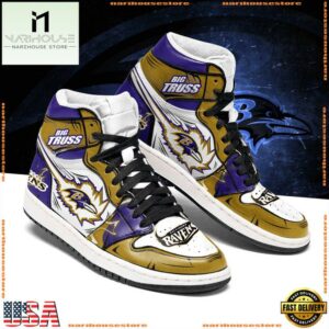 NFL Baltimore Ravens Football Logo Team Air Jordan 1 Hightop Shoes Sneakers