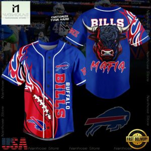 NFL Buffalo Bills Mascot Mafia Custom Name Baseball Jersey