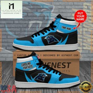 NFL Carolina Panthers Football Logo Team Air Jordan 1 Hightop Shoes Sneakers