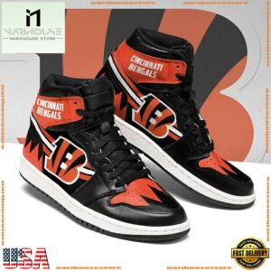 NFL Cincinnati Bengals Football Logo Team Air Jordan 1 Hightop Shoes Sneakers