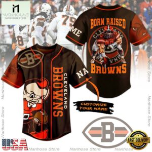NFL Cleveland Browns Born Raised Browns Custom Name Baseball Jersey