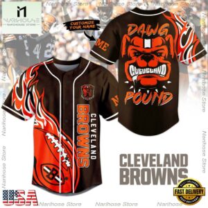 NFL Cleveland Browns Dawg Pound Custom Name Baseball Jersey