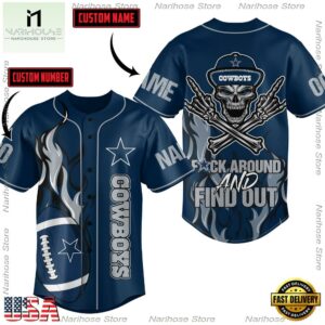 NFL Dallas Cowboys Fxck Around And Find Out Custom Name Number Baseball Jersey