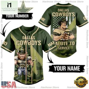 NFL Dallas Cowboys Salute To Service Custom Name Number Baseball Jersey